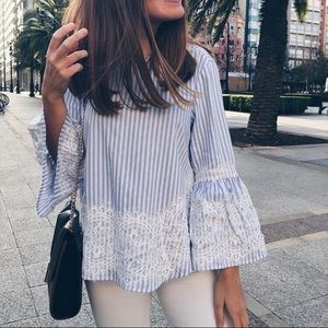 Zara Blue & White Striped Blouse